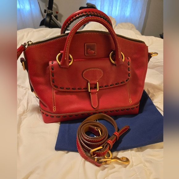Euc Dooney & Bourke Red Fkorentine Leather Satchel With Pocket - Picture 11 of 11